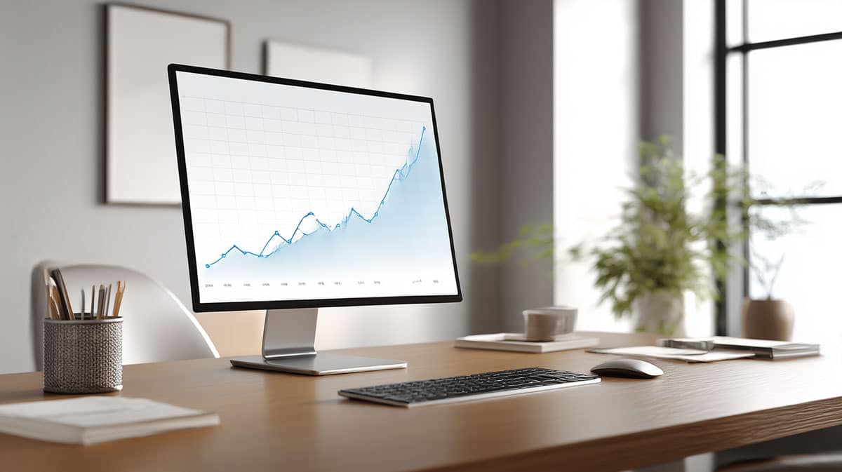 a computer monitor on a desk product photography preparation
