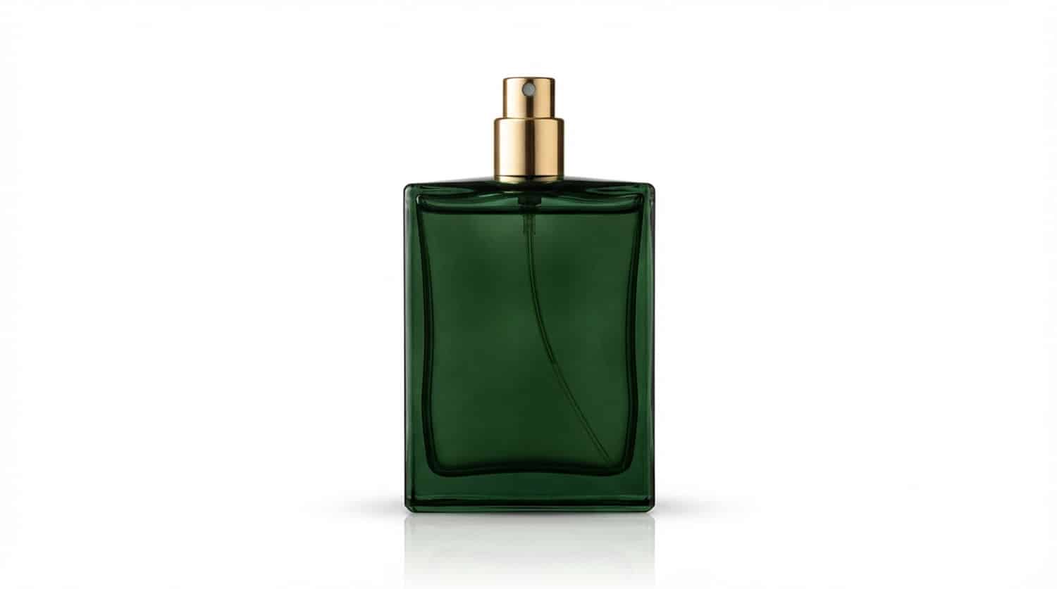 Green glass perfume bottle with sprayer
