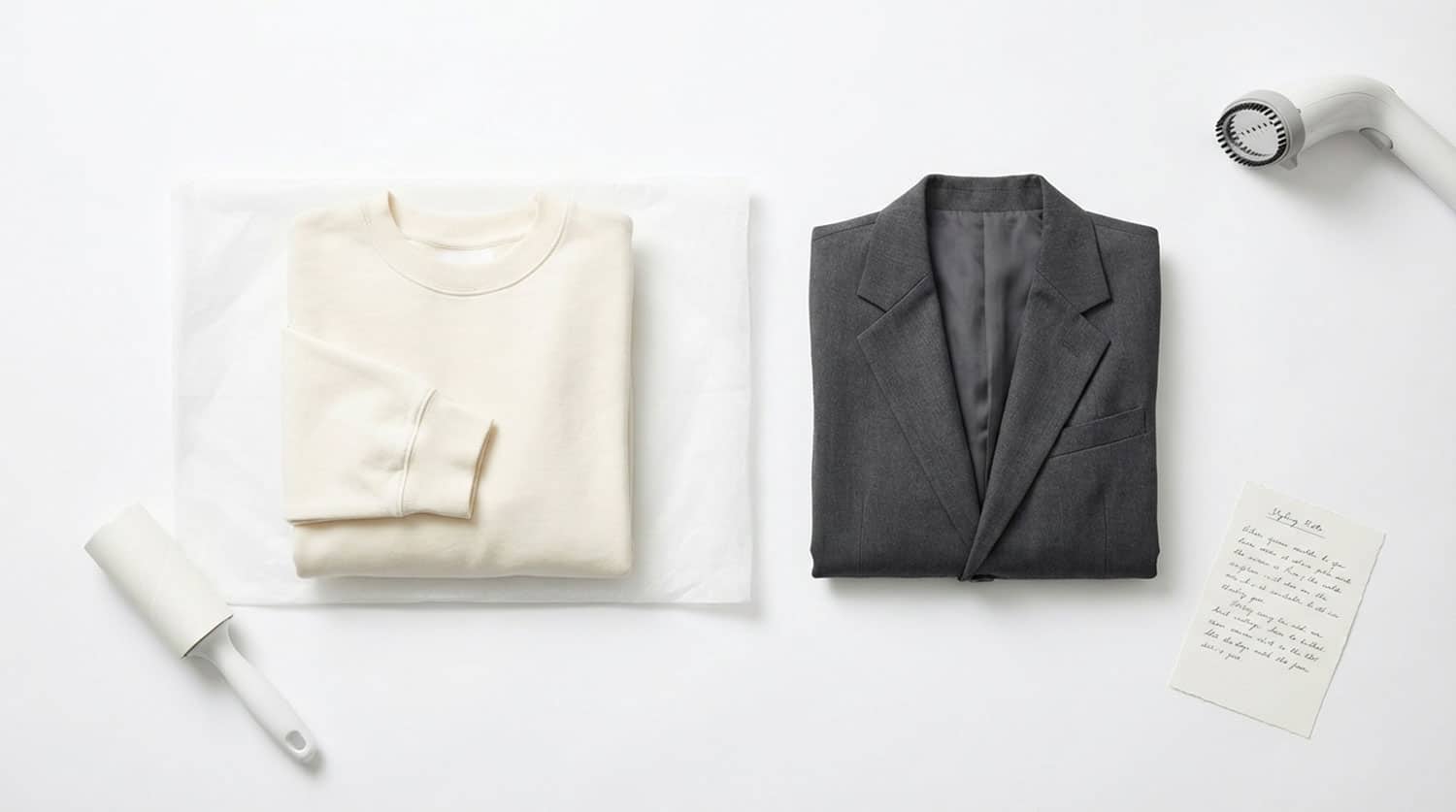 Neatly arranged clothing and accessories.