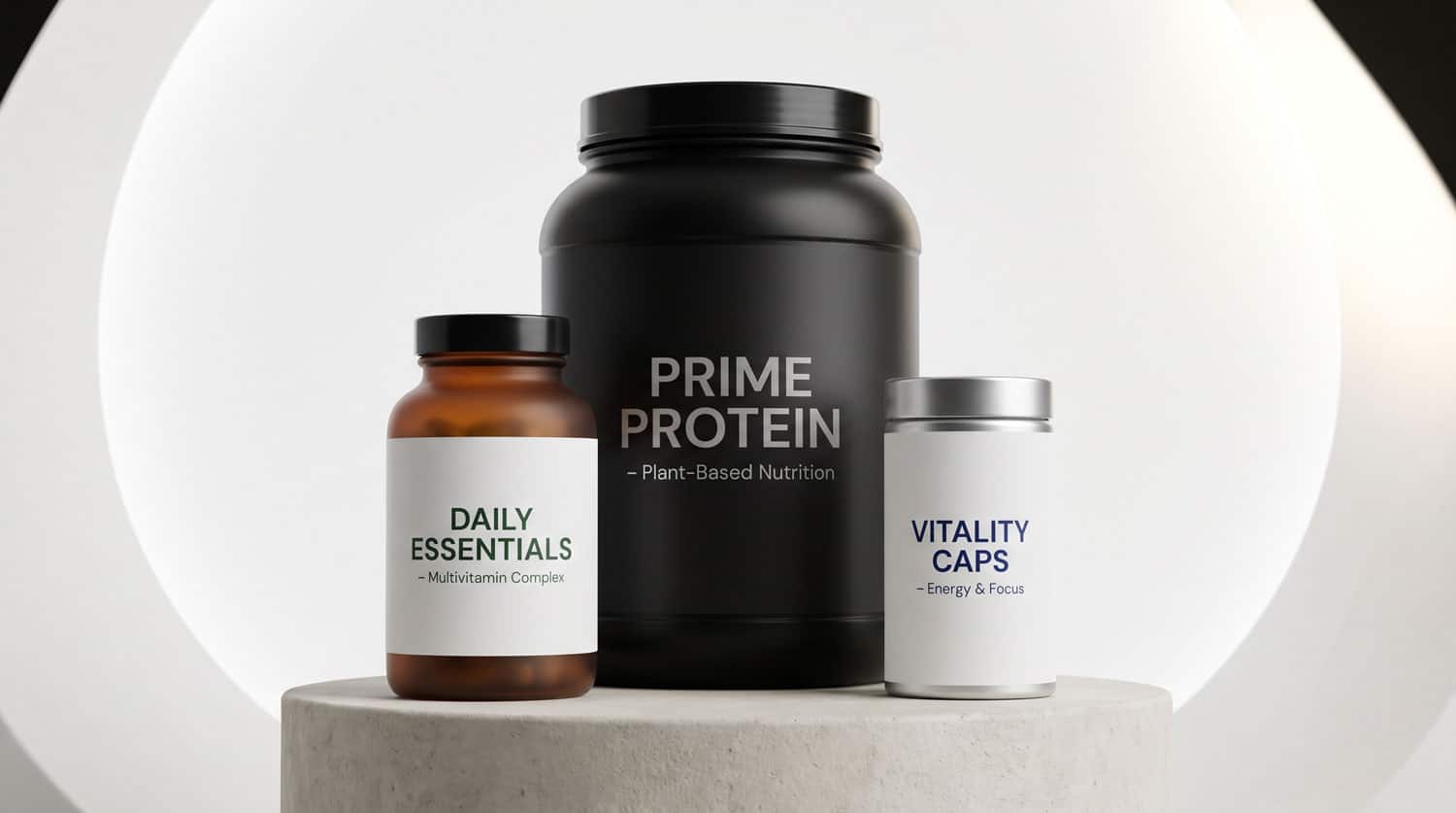 supplement product photography UK — studio packshots for health and wellness brands