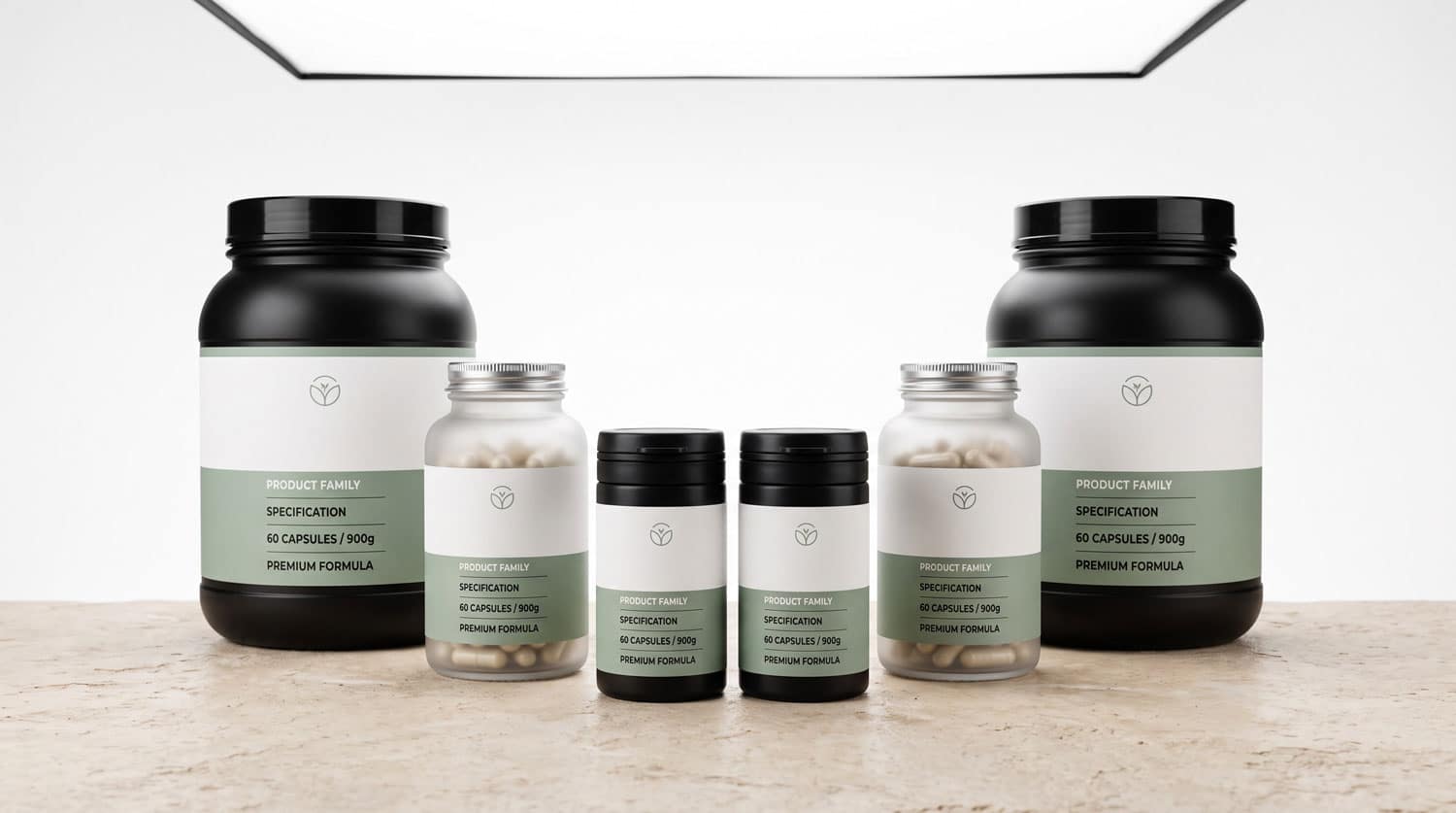 supplement range photography UK — consistent studio lighting across multiple SKUs and product formats